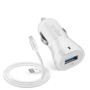 Car charger + Lightning cable SBS TEKITCRLH21AWFAST