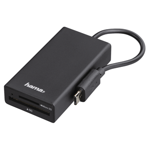 Hama, black - USB Hub and Card reader 00054141