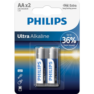 Philips Ultra Alkaline, AA, 2 pcs - Battery LR6E2B/10