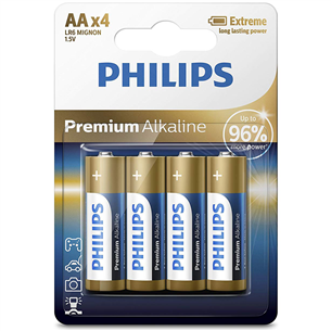 Philips Premium Alkaline, AA, 4 шт. - Батарейки LR6M4B/10