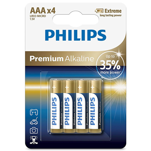 4 x Patarei Philips LR03M AAA Premium Alkaline LR03M4B/10