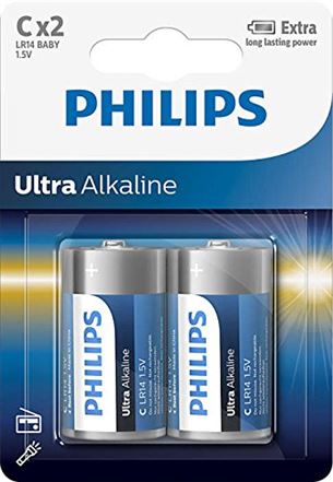 2 x Patarei Philips LR14E C 2 Ultra Alkaline LR14E2B/10