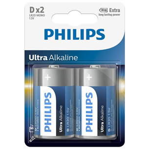Philips Ultra Alkaline, D, 2 pcs - Battery LR20E2B/10