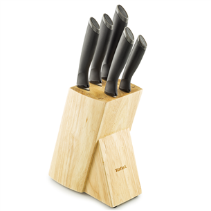 Tefal - Stainless steel knives + wooden block