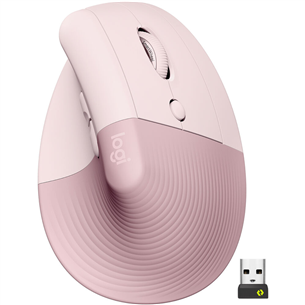 Logitech Lift Vertical Ergonomic Mouse, vaikne, roosa - Juhtmevaba optiline hiir 910-006478