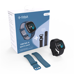 Fitbit Versa 4, подарочный комплект, черный - Смарт-часы FB523BKBK-EUBNDL