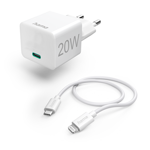 Hama Wall charger and Lightning cable, 20 Вт, белый - Адаптер питания с кабелем 00201620