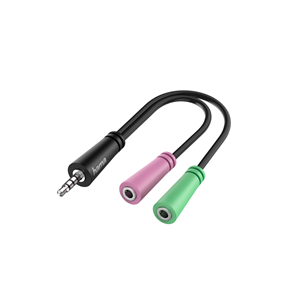 Hama Audio Adapter, 4-pin, 3,5mm pistik - 2x 3,5mm pesa, must - Kaabel 00200352