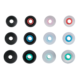 Hama Silicone Ear Pads, S-L, 12 units, black/clear - Headphone replacement ear pads 00184151