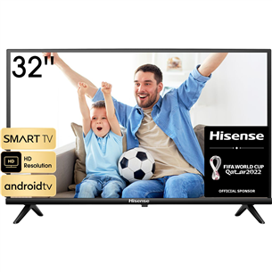 Hisense A4HA, 32'', HD, LED LCD, боковые ножки, черный - Телевизор