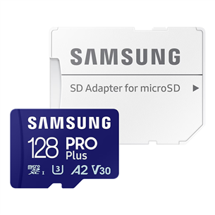 Samsung PRO Plus, 2023, microSDXC, 128 ГБ, синий - Карта памяти и адаптер MB-MD128SA/EU