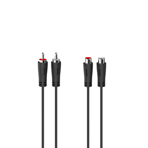Hama Audio Extension Cable, 2 RCA plugs - 2 RCA sockets, 1.5 m, black- cable 00205259