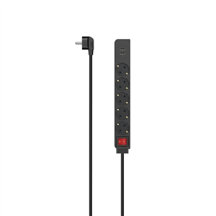 Hama Power Strip, 5 розеток, 2x USB-A, 17 Вт, 1,4 м, черный - Удлинитель 00223184