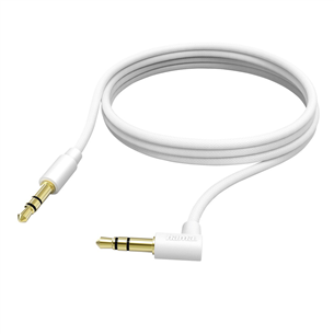 Hama Aux Cable, 3,5 mm - 3,5 mm, 90° angled plug, 1 m, white - Cable 00201529