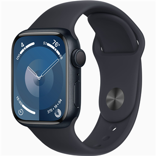 Apple Watch Series 9 GPS, 41 mm, Sport Band, S/M, must - Nutikell MR8W3ET/A