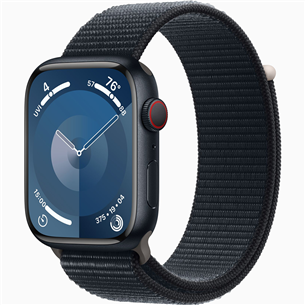 Apple Watch Series 9 GPS + Cellular, 45 mm, Sport Loop, must - Nutikell MRMF3ET/A