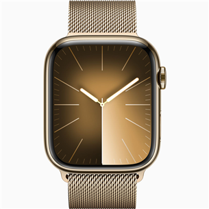 Apple Watch Series 9 GPS + Cellular, 45 mm, Milanese Loop, kuldne roostevaba teras - Nutikell