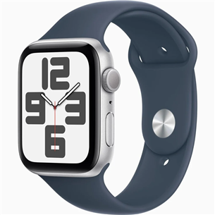 Apple Watch SE 2, GPS, Sport Band, 44 мм, S/M, серебристый/синий - Смарт-часы