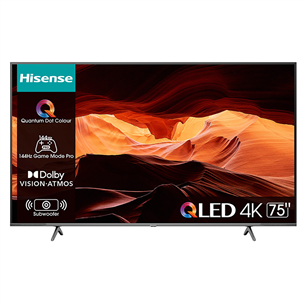 Hisense E7PRO, 75'', Ultra HD, LED LCD, must - Teler 75E7KQPRO