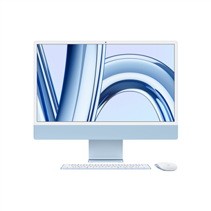 Apple iMac 24" (2023), M3 8C/8C, 8 ГБ, 256 ГБ, SWE, синий - Настольный компьютер "все в одном" MQRC3KS/A