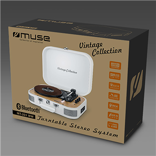 Muse MT-201WW, Bluetooth, USB, white - Portable turntable