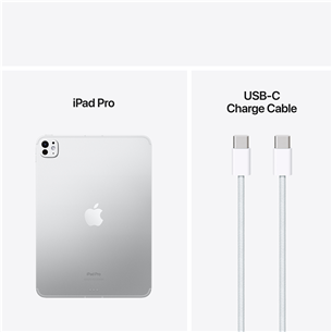 Apple iPad Pro 11”, M4 (2024), 256 GB, läikiv, WiFi + 5G, hõbe - Tahvelarvuti