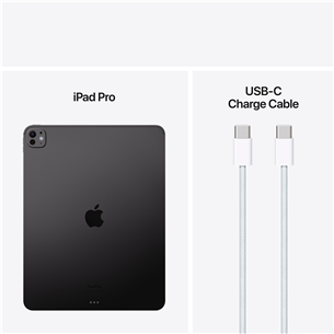 Apple iPad Pro 13”, M4 (2024), 1 TB, läikiv, WiFi, must - Tahvelarvuti