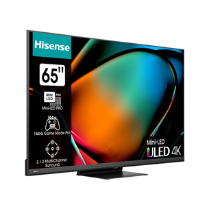 Hisense U8KQ, 65'', 4K UHD, Mini-LED, черный - Телевизор