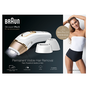 Braun Silk-expert Pro 5, valge/kuldne - IPL Fotoepilaator