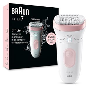 Braun Silk epil 7, сухое и влажное использование, белый/розовый - Эпилятор