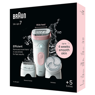 Braun Silk epil 7, сухое и влажное использование, белый/розовый - Эпилятор