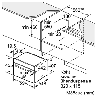 Bosch, Seeria 8, 45 L, must - Integreeritav kompaktahi