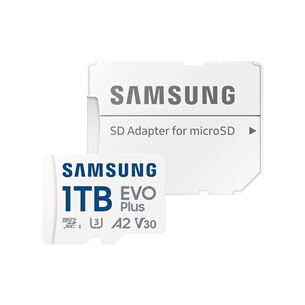 Samsung EVO Plus, microSDXC, 1 ТБ, белый - Карта памяти и адаптер