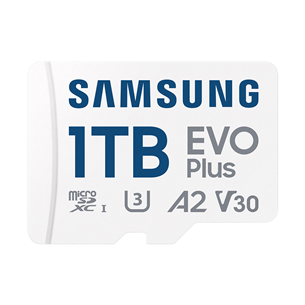 Samsung EVO Plus, microSDXC, 1 ТБ, белый - Карта памяти и адаптер