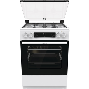 Gorenje, 71 L, width 60 cm, white - Gas cooker with electric oven GKS6C70WF