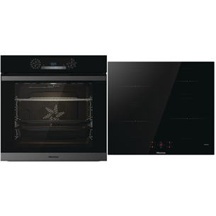 Hisense, 77 L, black - Built-in oven + induction hob