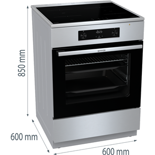 Gorenje, 71 L, width 60 cm, inox - Induction cooker with electric oven