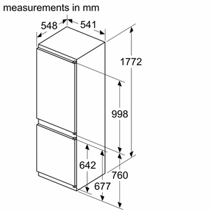 Bosch, Series 4, NoFrost, 260 л, высота 178 см - Интегрируемый холодильник