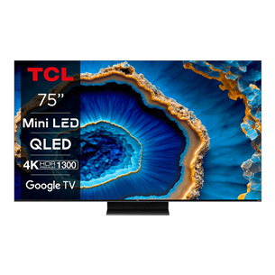 TCL C805, 75'', 4K UHD, Mini-LED, brushed titanium - TV