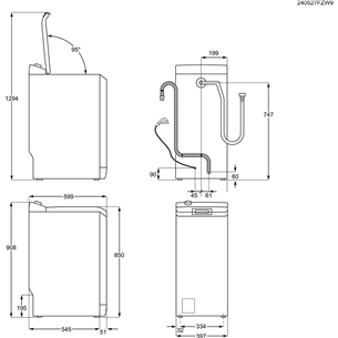 AEG 8000 Series  PowerCare 7 кг, глубина 59,9 см, 1300 об/мин - Стиральная машина с верхней загрузкой