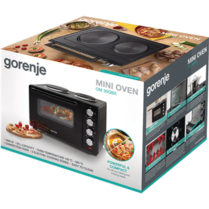 Gorenje, 30 L, 3200 W, black - Mini oven with 2 hotplates