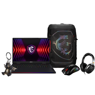 MSI Raider 18 HX A14V 20th Anniversary Bundle, 18'', 120 Hz, UHD+, Mini LED, i9, 32 GB, 1 TB, RTX 4070, must - Sülearvuti komplekt RDR18HX-A14VGG-005NL