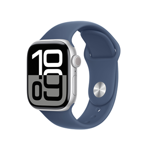 Apple Watch Series 10 GPS, 42 мм, sport band, M/L, серебристый алюминий / синий - Смарт-часы