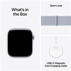 Apple Watch Series 10 GPS, 42 мм, sport loop, серебристый алюминий / голубой - Смарт-часы