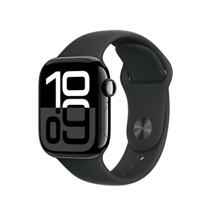 Apple Watch Series 10 GPS, 42 mm, sport band, S/M, must alumiinium / must - Nutikell MWWE3ET/A