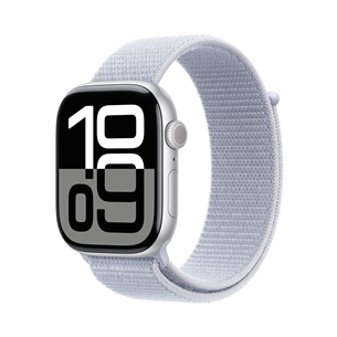 Apple Watch Series 10 GPS, 46 mm, sport loop, hõbe alumiinium / sinine - Nutikell MWWN3ET/A