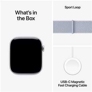 Apple Watch Series 10 GPS, 46 мм, sport loop, серебристый алюминий / голубой - Смарт-часы