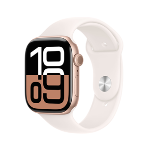 Apple Watch Series 10 GPS, 46 mm, sport band, S/M, roosa alumiinium / roosa - Nutikell MWWT3ET/A