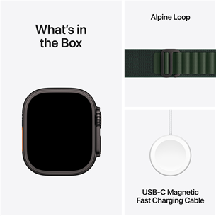 Apple Watch Ultra 2, 49 мм, Alpine Loop, Small, черный титан / темно-зеленый - Смарт-часы