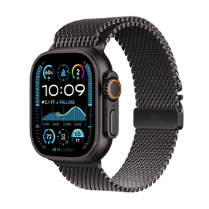 Apple Watch Ultra 2, 49 mm, Titanium Milanese Loop, Medium, must titaan / must - Nutikell MX5U3EL/A